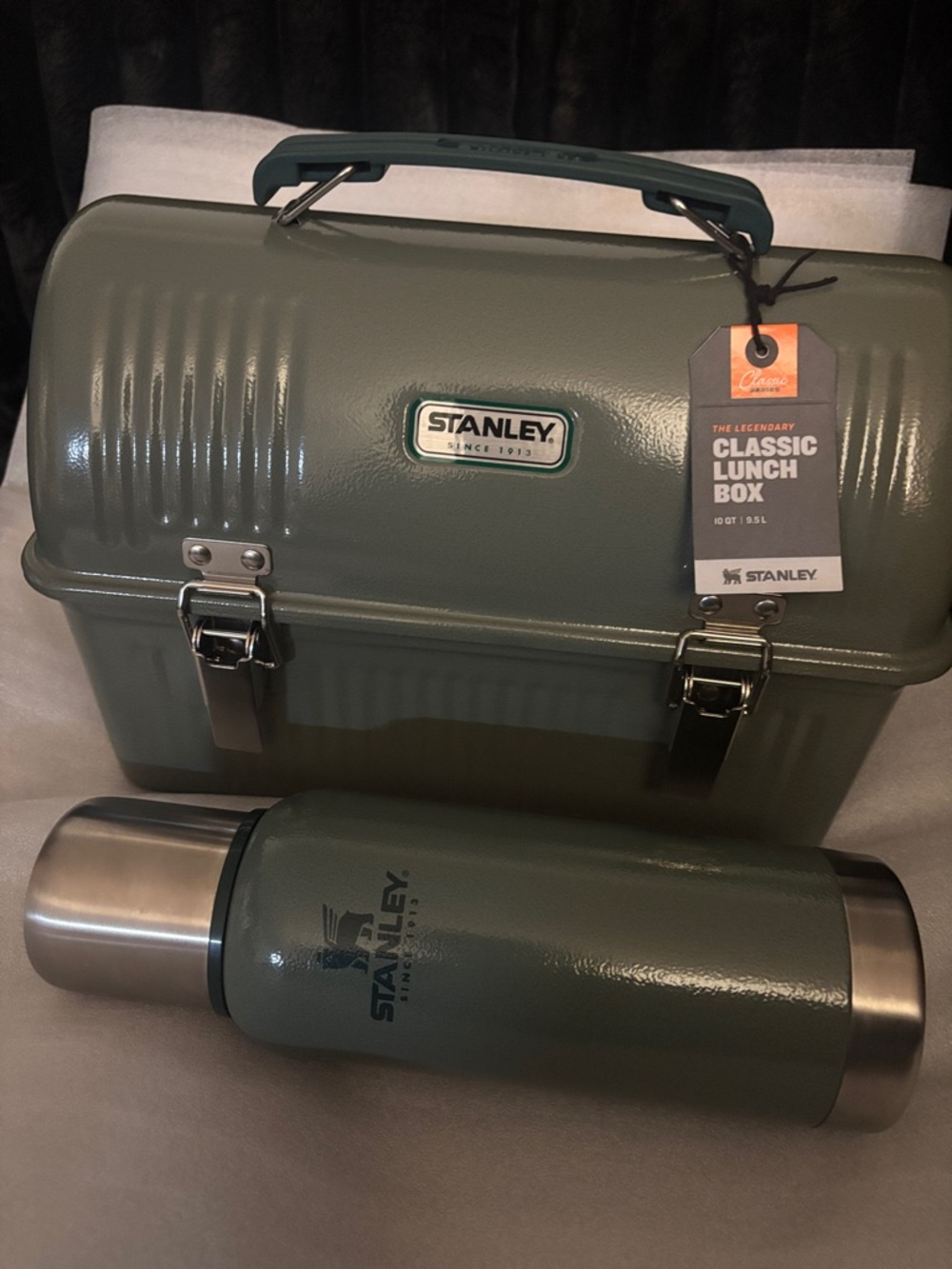 Stanley Olive Green Lunch Box and Matching Thermos Set